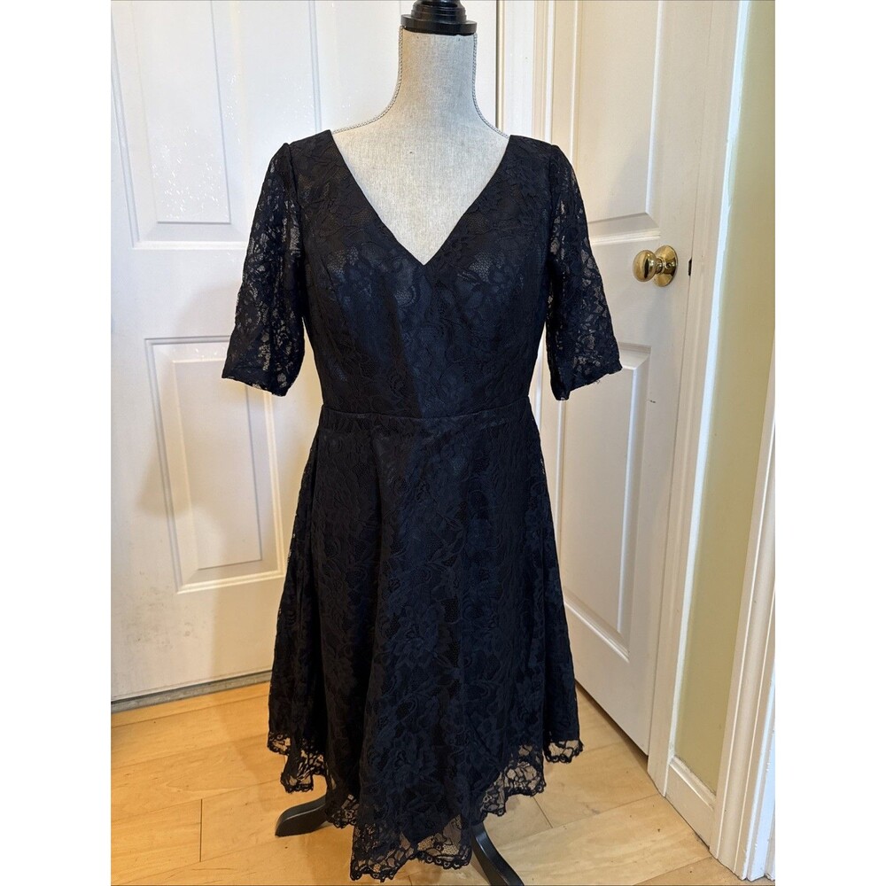WHIMSIGOTH BLACK LACE Unbranded fit and flare short sleeved dress womens size L